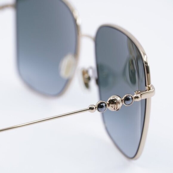 Jimmy Choo HESTER/S 02M2 9O Sunglasses Black Gold Square Frame, Grey Lenses main image 6